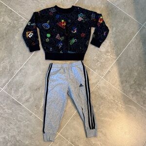 Adidas Kids Graphic Sweatshirt and Gray Joggers